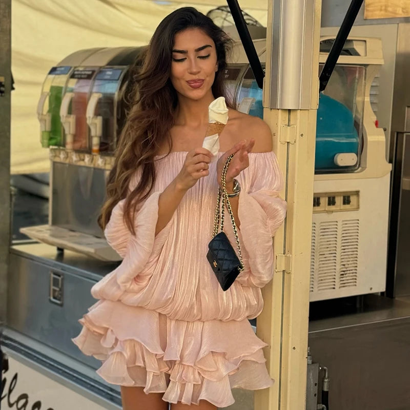 Robe Romantique Femme – Volants et Épaules Dénudées