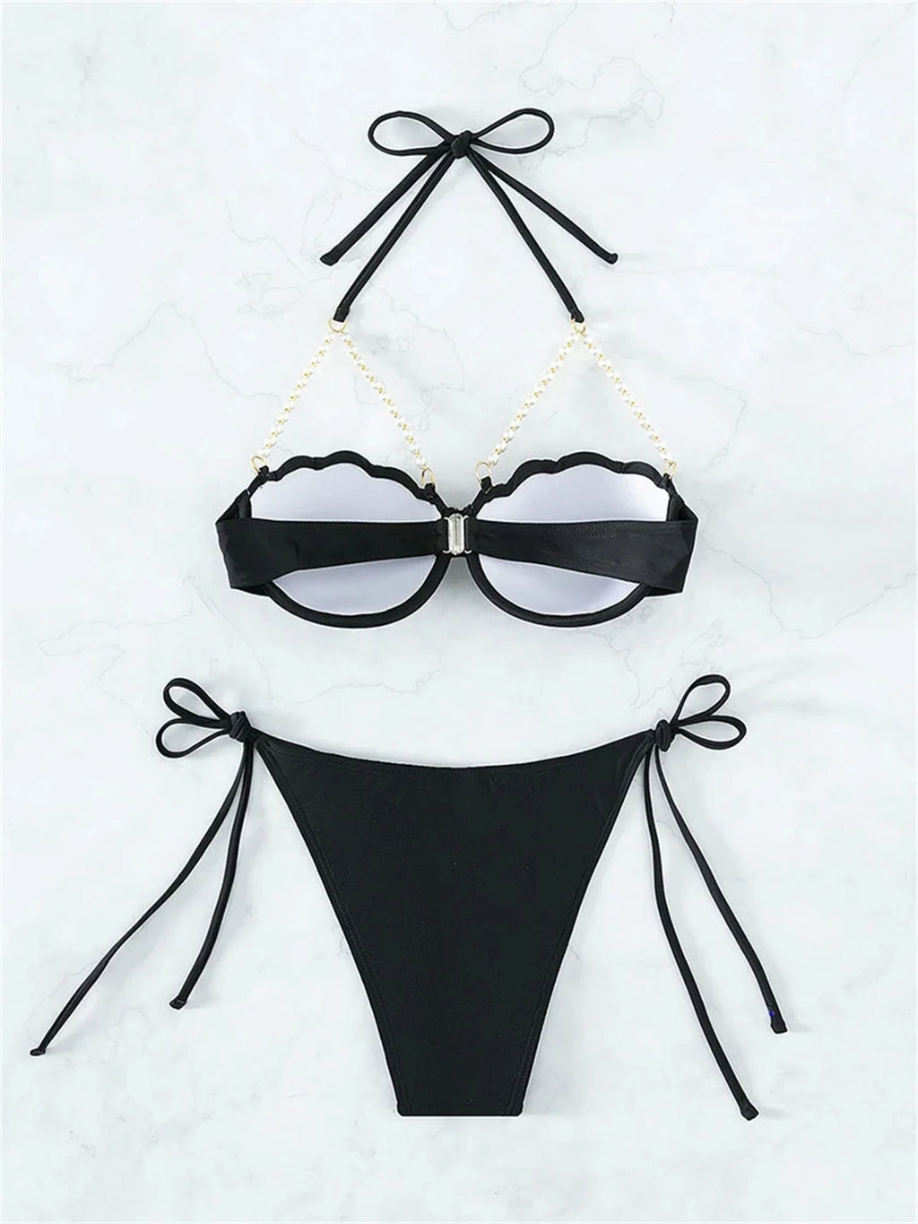 Maillot de bain deux pièces soutien-gorge Push Up en forme coquille pour femmes