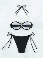 Maillot de bain deux pièces soutien-gorge Push Up en forme coquille pour femmes
