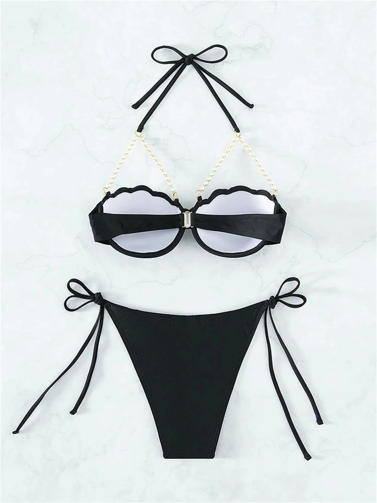 Maillot de bain deux pièces soutien-gorge Push Up en forme coquille pour femmes