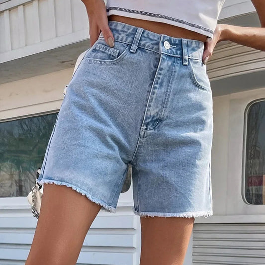 Short en Jean Bleu Femme – Taille Haute Décontractée