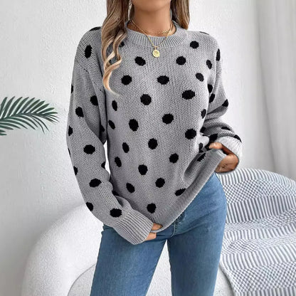 Pull à Pois Femme – Maille et Motifs Contrastés