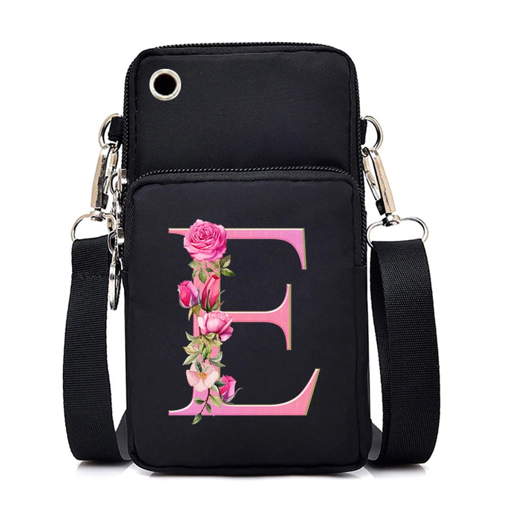 Sac à bandoulière série lettres Sakura rose pour téléphone portable pour femmes