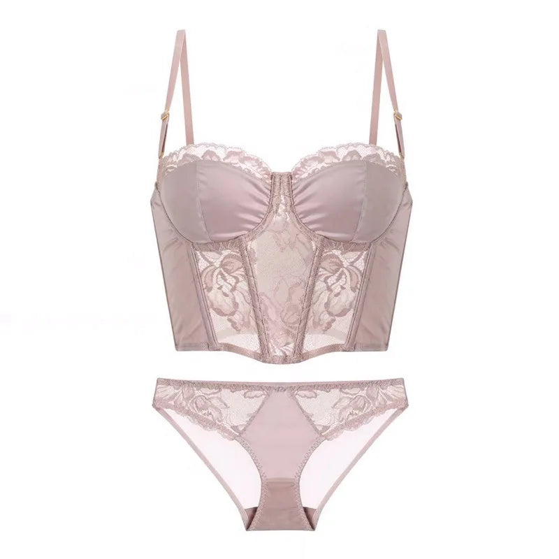 Ensemble de soutien-gorge Push Up en dentelle et culotte assortie pour femmes