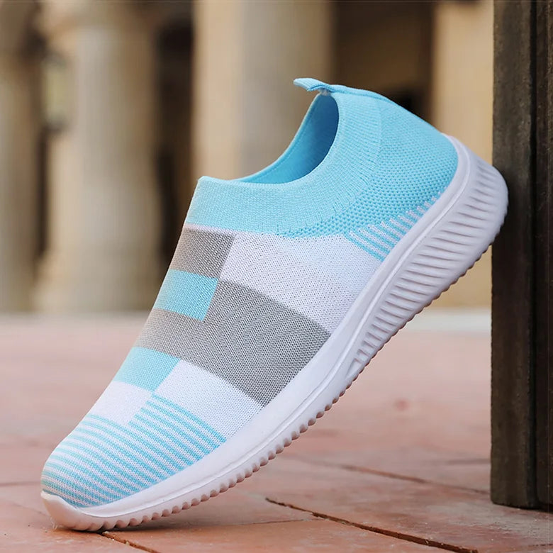 Baskets plates tricotées avec un mélange de couleurs pour femmes