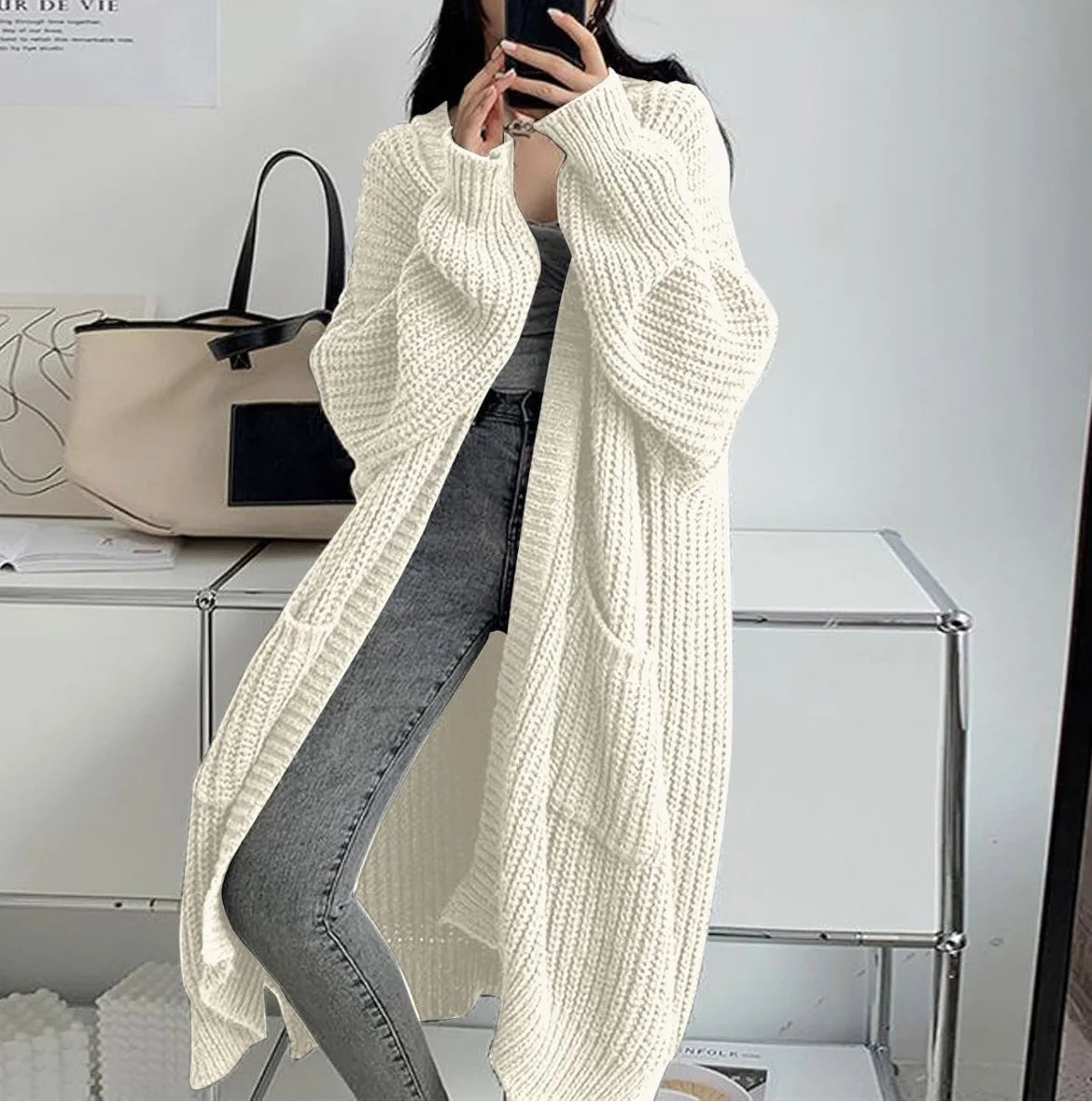 Cardigan longue tricoté pour femmes