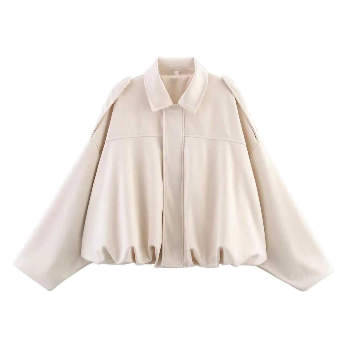Blouson aviateur avec manches chauve-souris et fermeture éclair pour femmes