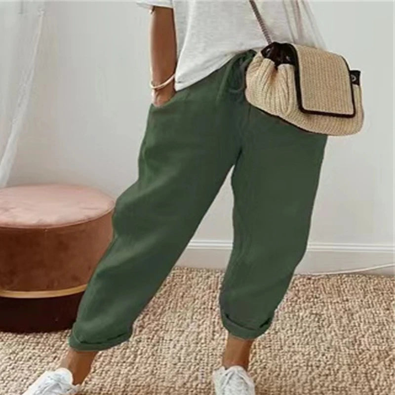 Pantalon vintage à imprimé floral pour femmes