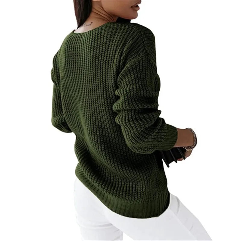 Pull ample en maille et manches longues pour femmes