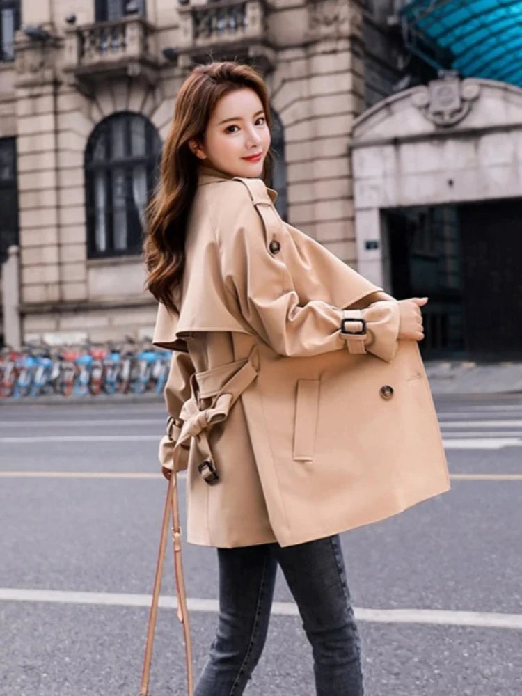 Trench-coat femme kaki classique avec ceinture