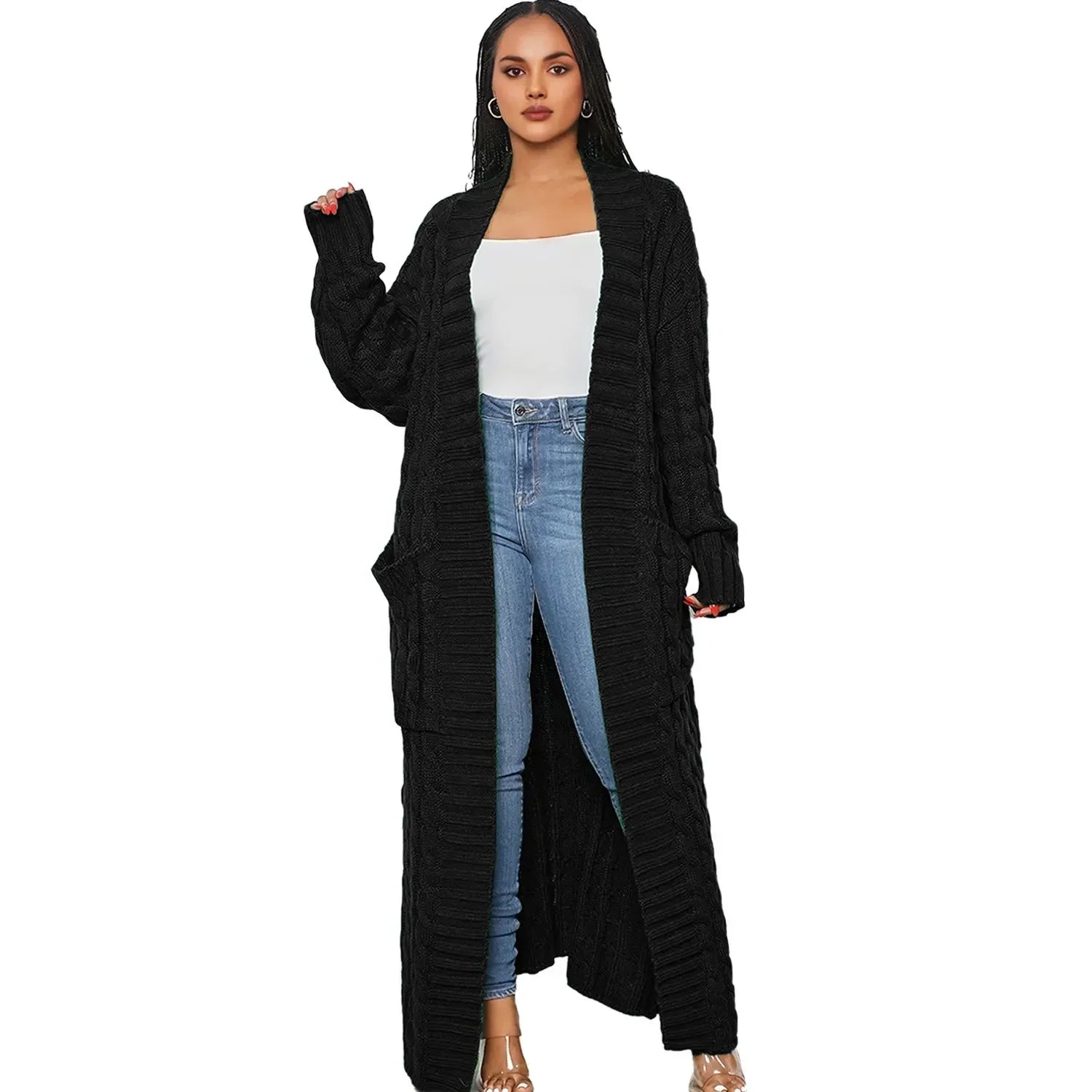 Cardigan long et torsadé pour femmes