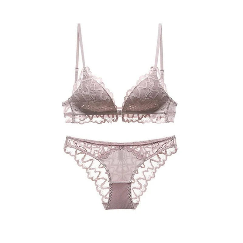 Ensemble de lingerie soutien-gorge et culotte Push Up en dentelle pour femmes