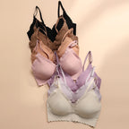 Soutien-gorge confortable sans fil rembourré avec bord ondulé pour femmes