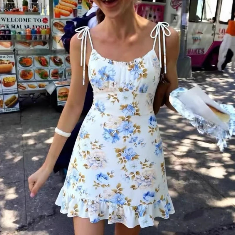 Robe courte imprimée florale pour femmes