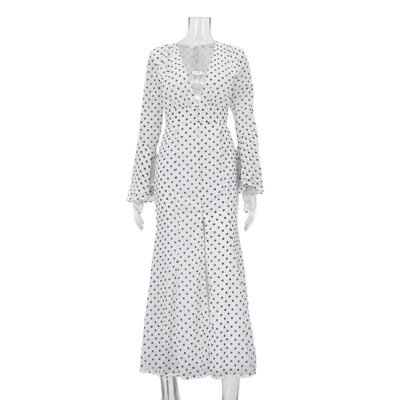 Robe longue à pois pour femmes
