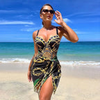 Maillot de bain deux pièces Push Up imprimé fleuri femmes