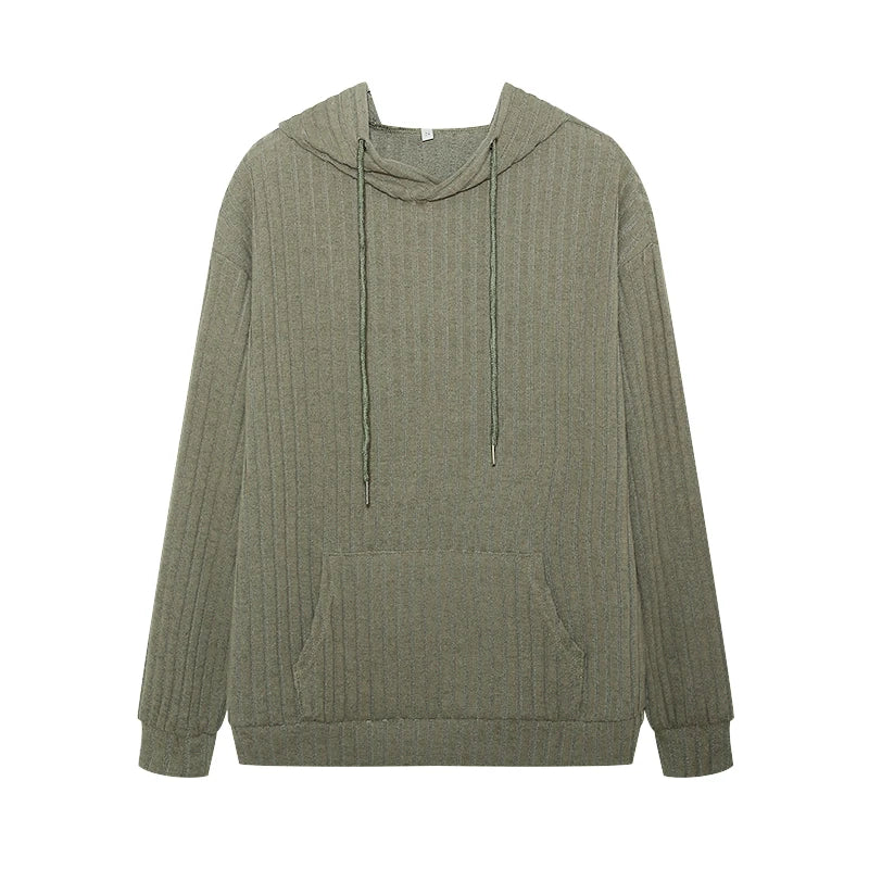 Pull en tricot à capuche rayé et manches longues pour femmes