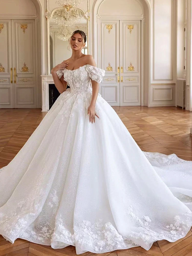 Robe de mariée luxueuse en Organza avec broderie pour femmes