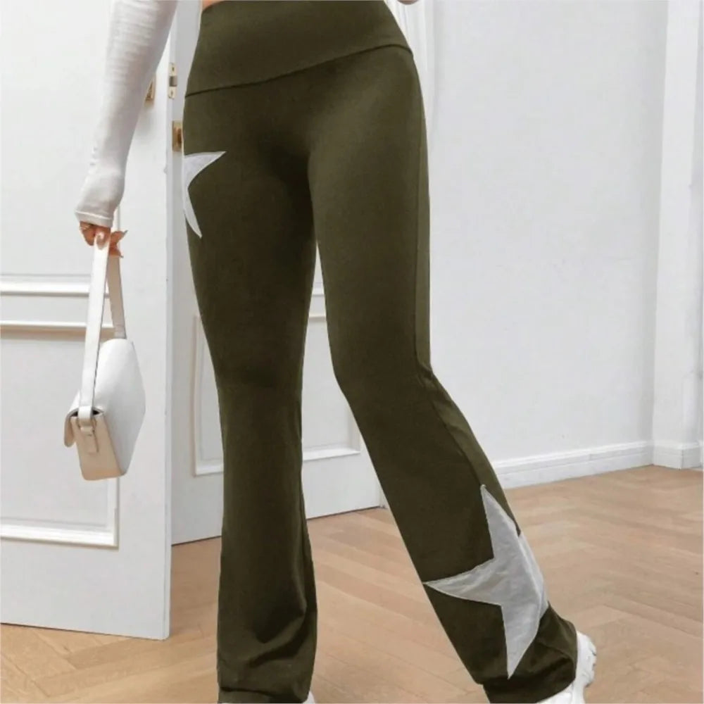 Pantalon long avec motif étoile pour femmes