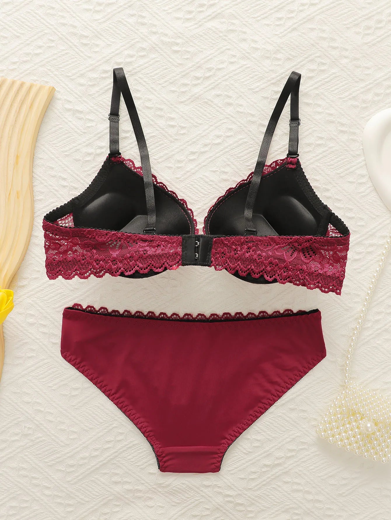Ensemble de lingerie 2 pièces brodé dentelle de femmes