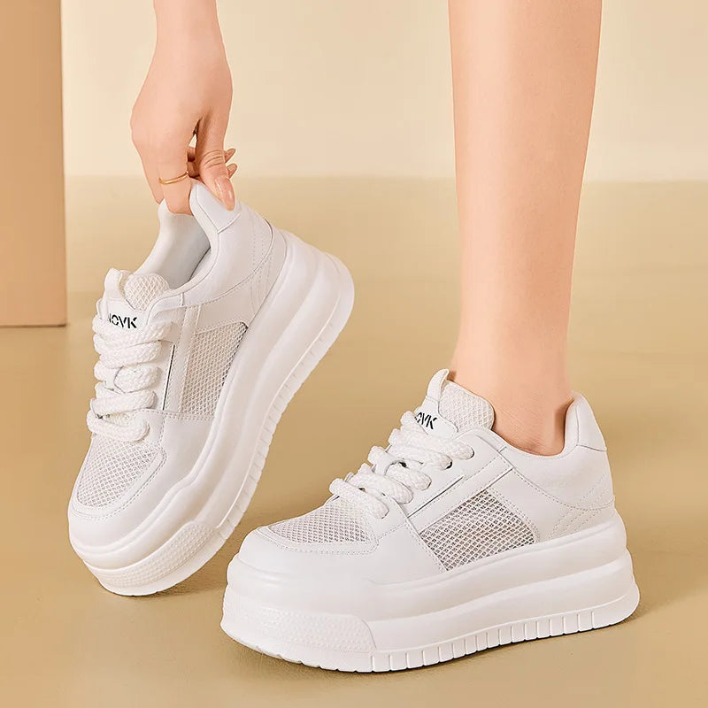 Baskets en cuir respirant pour femmes
