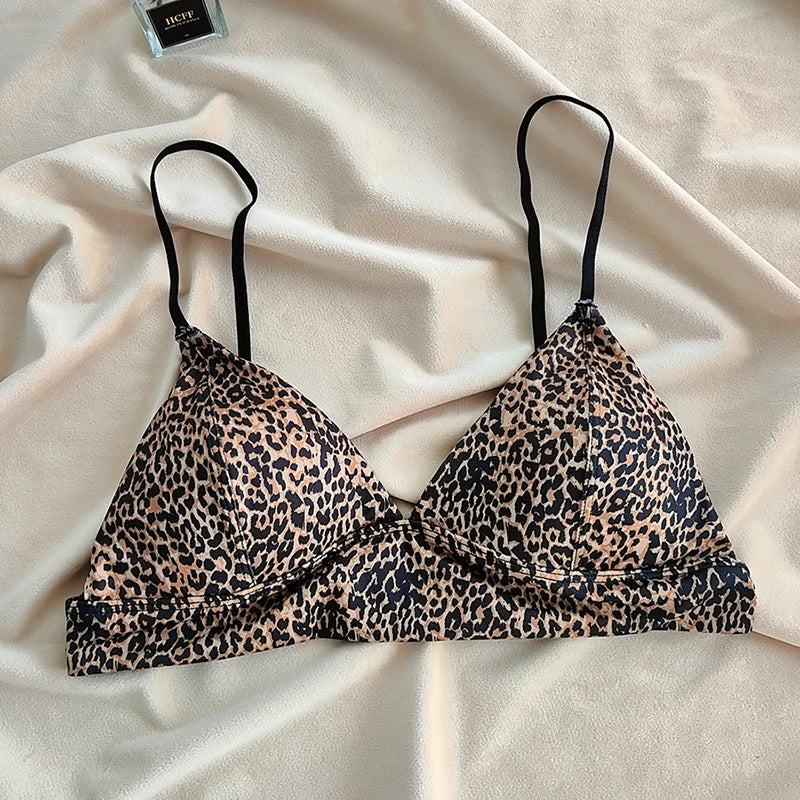 Soutien-gorge triangle sans coutures imprimé léopard pour femmes