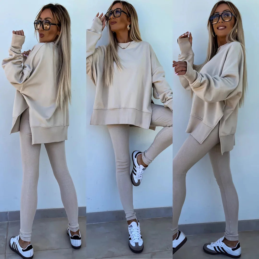 Ensembles décontracté pull ample + pantalons serrés pour femmes