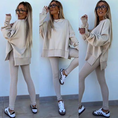 Ensemble Femme 2 Pièces – Pull Ample et Pantalon Ajusté