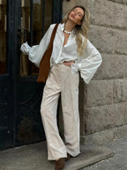 Pantalon à jambes larges et coupe ample pour femmes