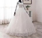 Robe de mariée à manches longues avec appliques en dentelle pour femmes