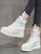 Bottines de neige en cuir de vache véritable pour femme