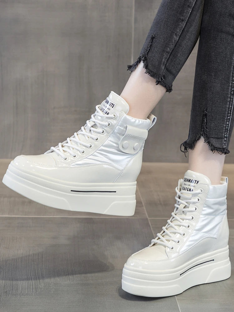 Bottines de neige en cuir de vache véritable pour femme