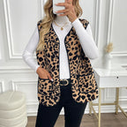 Gilets sans manches léopard amples pour femmes