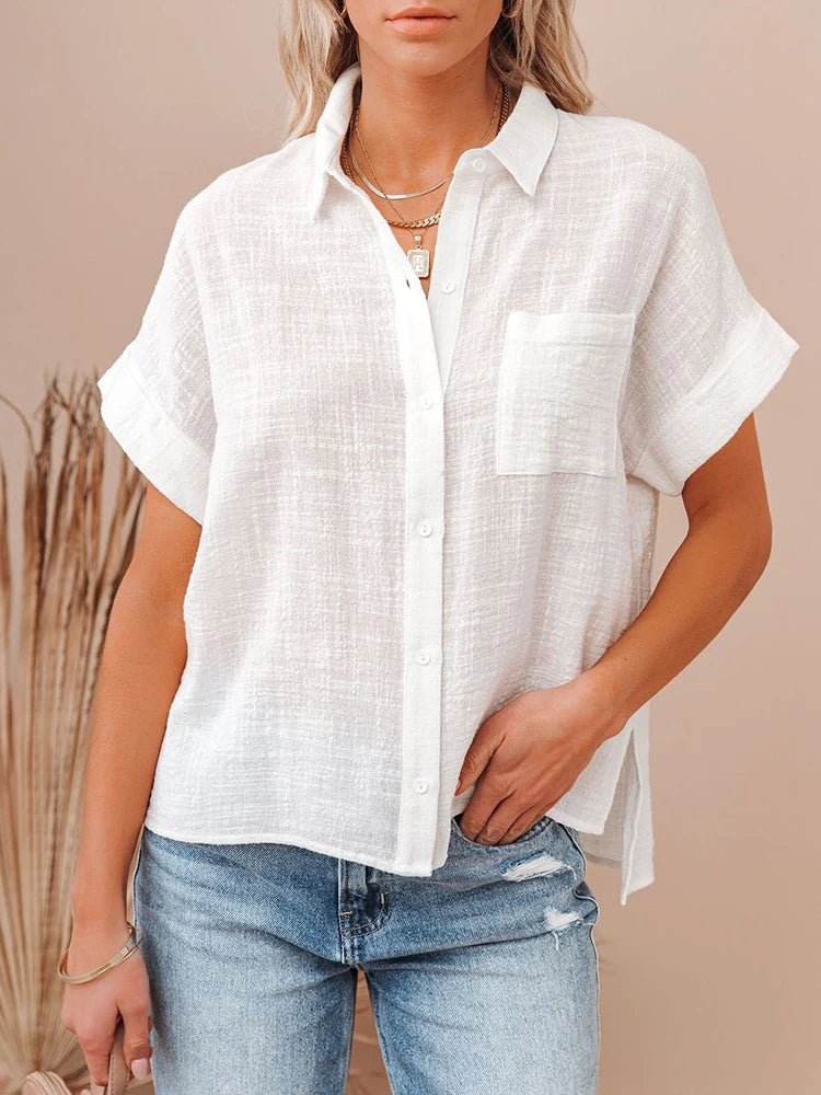 Chemise surdimensionnée en lin pour femmes