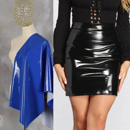 Mini-Jupe Crayon Taille Haute en Similicuir Brillant