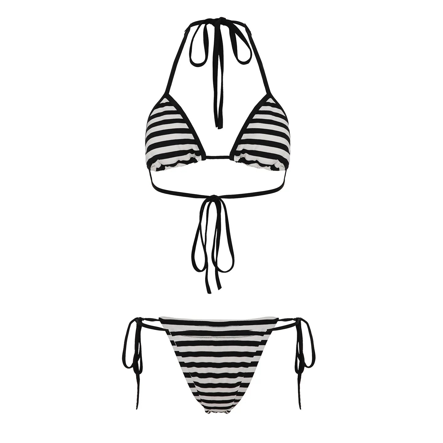 Ensemble maillot de bain deux pièces à rayures pour femmes