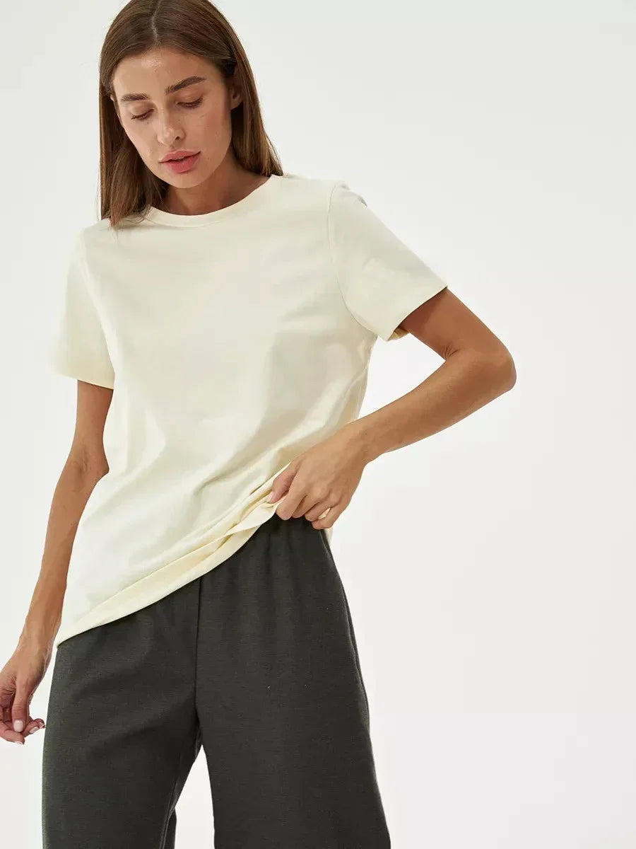T-shirt d'été 100 % coton pour femmes
