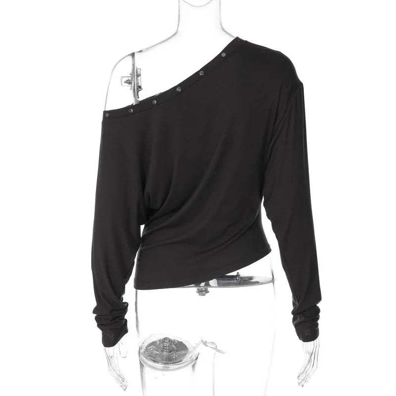 T-shirt Femme – Épaules Dénudées et Manches Longues