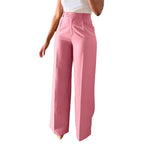 Pantalon formel taille haute fluide à jambe droite pour femmes