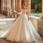Robe de mariée brodée en dentelle sur filet pour femmes