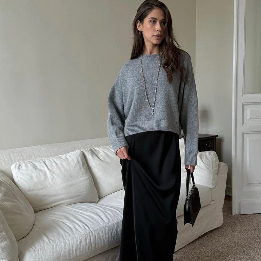 Pull à col rond et manches courtes pour femmes