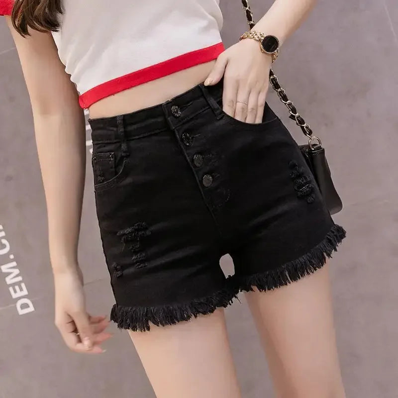 Short en jean taille haute pour femmes