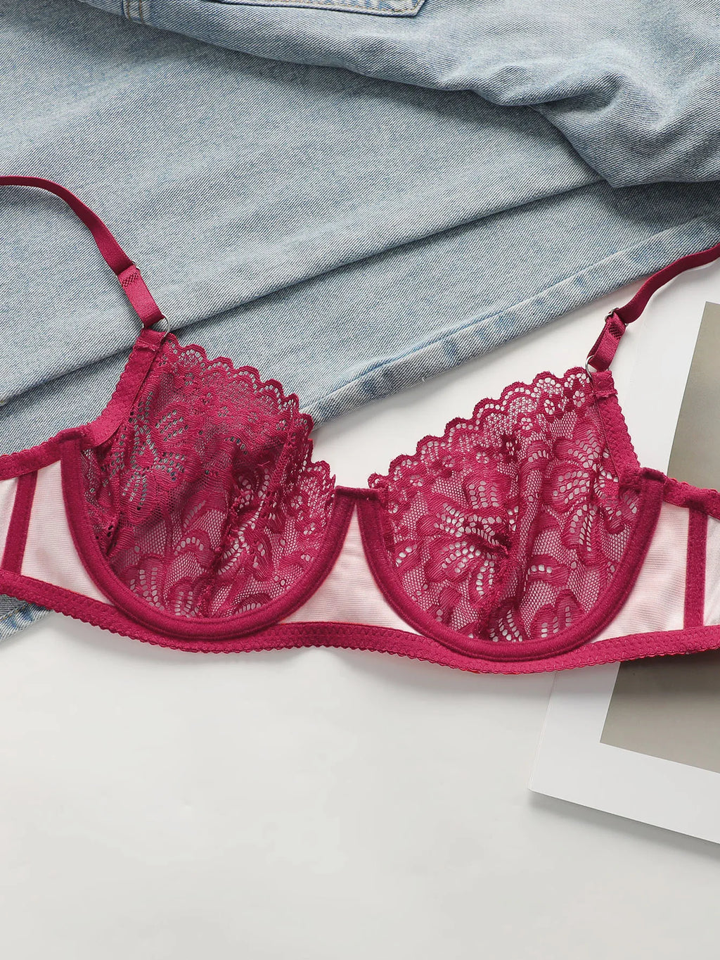 Ensemble sexy en dentelle imprimé léopard rose pour femmes