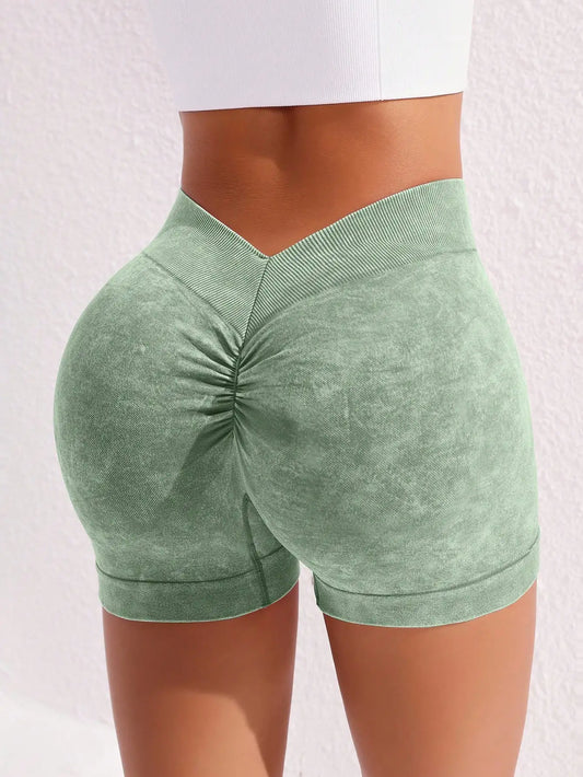Short de Yoga Effet Délavé Femme