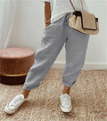 Pantalon court en coton et lin pour femmes