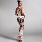 Robe longue décontractée à imprimé floral, sans manches pour femmes