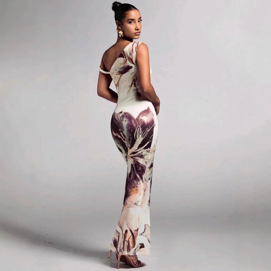 Robe longue décontractée à imprimé floral, sans manches pour femmes