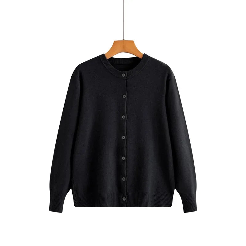 Cardigan tricoté à col rond pour femmes