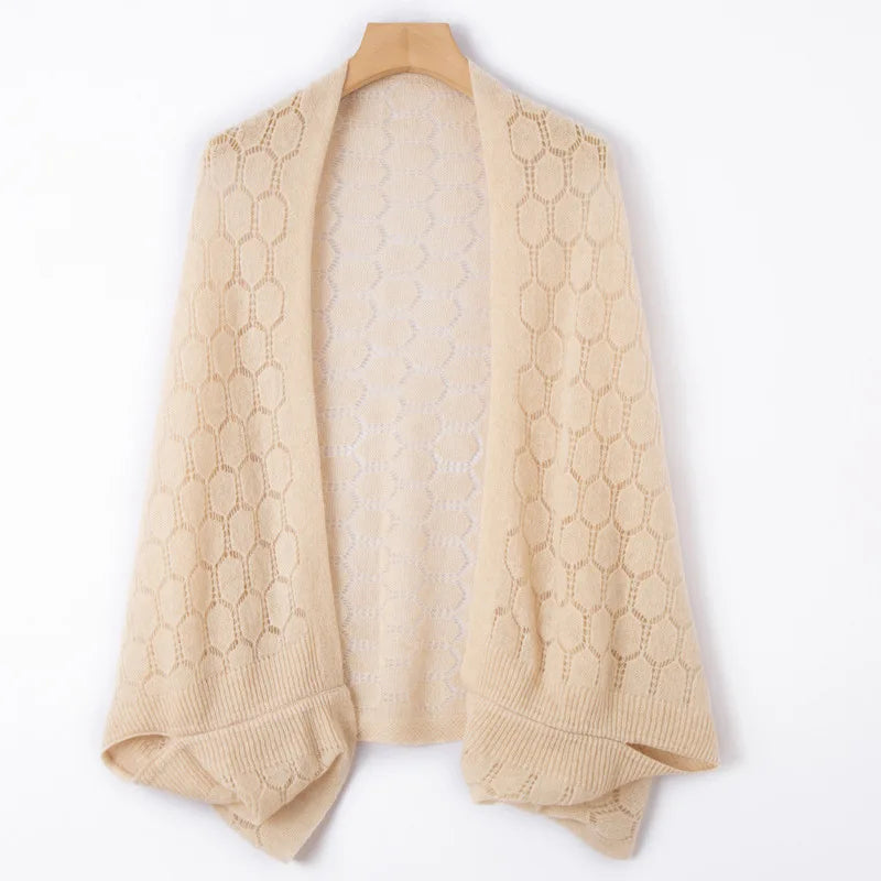 Châle cardigan tricoté 100% pure laine pour femmes