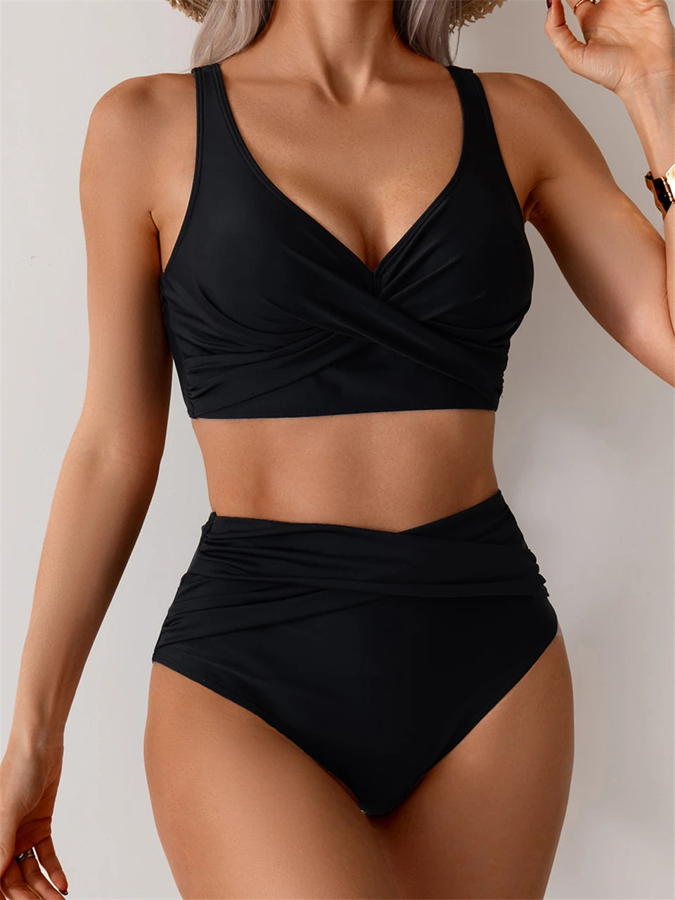 Maillot de bain deux pièces bikini à bretelles pour femmes
